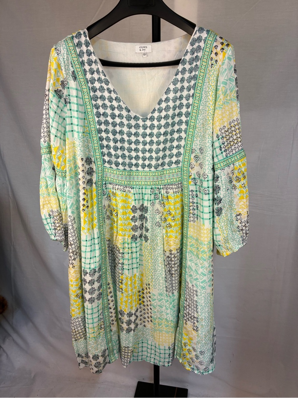 Crown & Ivy Pastel Patchwork Look Boho Dress XXL